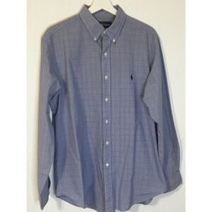 Polo Ralph Lauren Men's Long Sleeve Shirt Size 16.5 Classic‎ Fit Blue Plaid